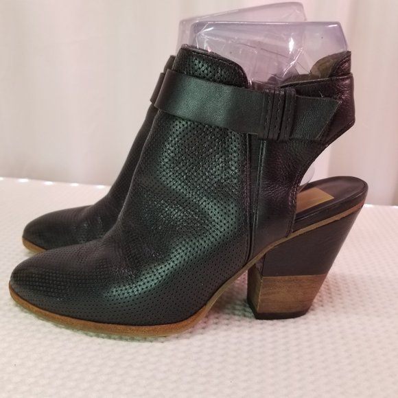 Dolce Vita Women's Bootie Sandal Black Cut out Leather Block Heel - Picture 2 of 4